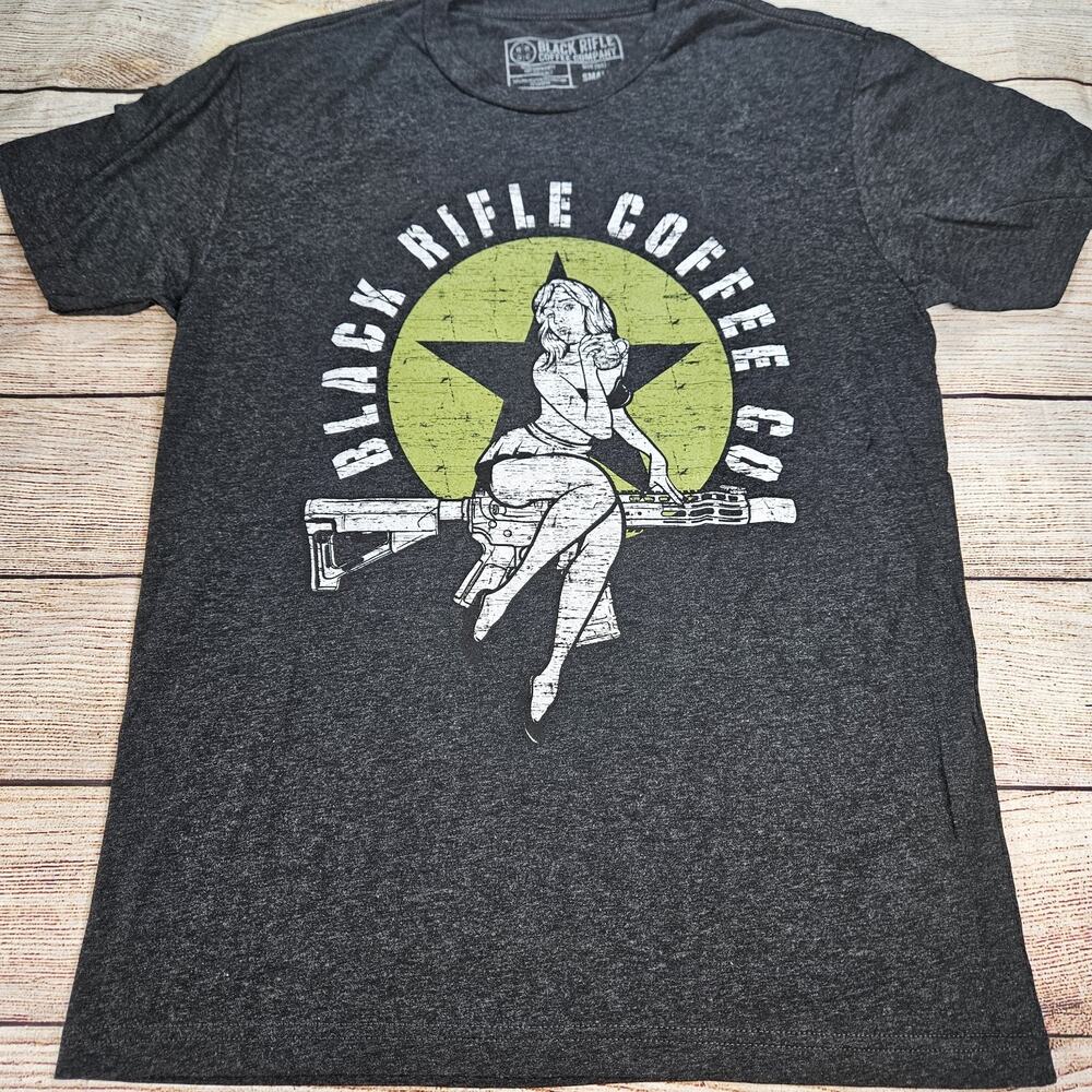 New Black Rifle Coffee Company T-Shirt Size Small Bomber Graphic Men's Charcoal